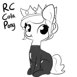 Size: 1500x1500 | Tagged: safe, artist:tjpones, derpibooru import, oc, ponified, unofficial characters only, earth pony, food pony, object pony, original species, pony, soda pony, crown, female, food, grayscale, i can't believe it's not badumsquish, jewelry, mare, monochrome, rc cola, regalia, simple background, soda, solo, white background