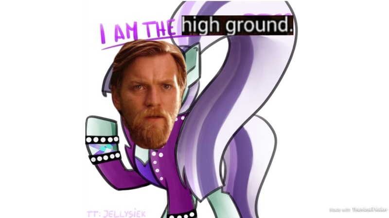 Size: 1280x720 | Tagged: safe, artist:jellysiek, derpibooru import, edit, coloratura, earth pony, pony, countess coloratura, high ground, meme, obi wan kenobi, star wars