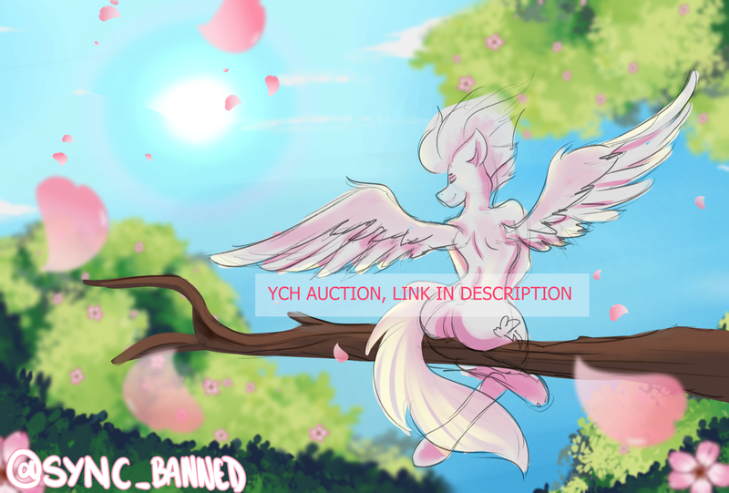 Size: 2039x1378 | Tagged: safe, artist:syncbanned, derpibooru import, pegasus, pony, advertisement, commission, solo, tree, tree branch, ych sketch, your character here