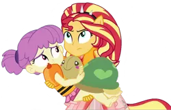 Size: 2048x1317 | Tagged: safe, derpibooru import, edit, edited screencap, screencap, sunset shimmer, water lily (equestria girls), turtle, equestria girls, equestria girls series, spring breakdown, spoiler:eqg series (season 2), background removed, child, clothes, cute, lifejacket, plushie, simple background, swimsuit, transparent background