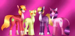 Size: 1280x624 | Tagged: safe, artist:clay-bae, derpibooru import, big macintosh, little mac, sugar belle, oc, oc:lemon sours, pony, unicorn, female, male, mare, offspring, parent:big macintosh, parent:sugar belle, parents:sugarmac, shipping, stallion, straight, sugarmac