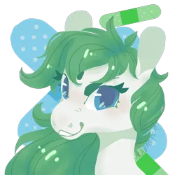 Size: 2000x2000 | Tagged: safe, artist:alabasterpeony, derpibooru import, oc, oc:beryl, oc:beryl (smhac), unofficial characters only, earth pony, bandage, eyelashes, simple background, solo, transparent background