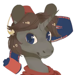 Size: 2000x2000 | Tagged: safe, artist:alabasterpeony, derpibooru import, oc, oc:flintlock, unofficial characters only, unicorn, fez, hat, simple background, solo, transparent background