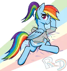 Size: 1094x1158 | Tagged: safe, artist:sallycars, derpibooru import, rainbow dash, pegasus, pony, clothes, female, hoodie, mare, ms paint, ponytail, rainbow dash day, solo