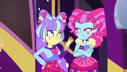 Size: 1920x1080 | Tagged: safe, derpibooru import, screencap, kiwi lollipop, supernova zap, equestria girls, equestria girls series, sunset's backstage pass!, spoiler:eqg series (season 2), k-lo, postcrush, su-z