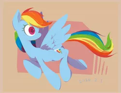 Size: 2580x1977 | Tagged: safe, artist:noupu, derpibooru import, rainbow dash, pegasus, pony, cute, female, looking back, mare, rainbow dash day, solo