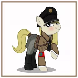 Size: 1024x1024 | Tagged: safe, artist:brony-works, derpibooru import, earth pony, pony, clothes, female, mare, nazi, nazipone, simple background, solo, swastika, sweden, uniform, white background