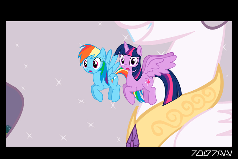 Size: 1288x858 | Tagged: safe, derpibooru import, edit, edited screencap, editor:teren rogriss, screencap, princess celestia, rainbow dash, twilight sparkle, twilight sparkle (alicorn), alicorn, pegasus, pony, princess molestia, female, giant pony, giantess, giantlestia, macro, this will not end well