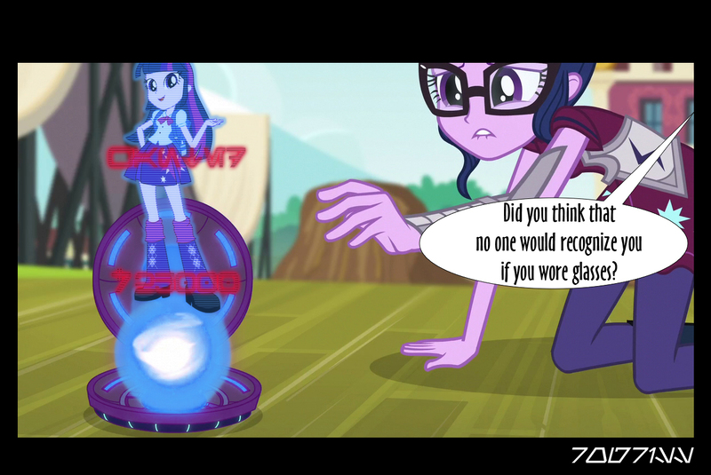 Size: 1288x862 | Tagged: safe, derpibooru import, edit, edited screencap, editor:teren rogriss, screencap, sci-twi, twilight sparkle, equestria girls, friendship games, aurebesh, glasses, hologram, star wars, twolight