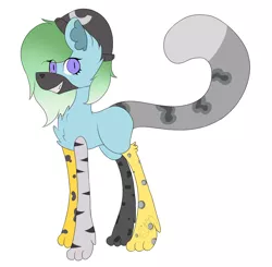 Size: 1518x1486 | Tagged: safe, artist:chazmazda, derpibooru import, oc, unofficial characters only, hybrid, pony, art, beanie, cartoon, chest fluff, commission, commissions open, digital art, fullbody, grin, hat, horn, muzzle, paws, simple background, smiling, solo, tail, white background, wings