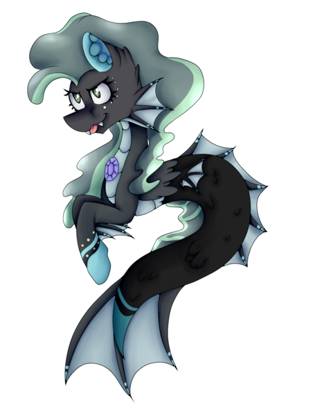 Size: 1300x1714 | Tagged: safe, artist:chazmazda, derpibooru import, oc, unofficial characters only, siren, fangs, female, fins, fish tail, gem, scales, simple background, siren gem, solo, tongue out, transparent background