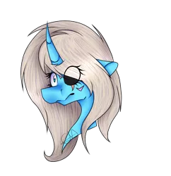 Size: 674x695 | Tagged: safe, artist:chazmazda, derpibooru import, oc, unofficial characters only, alicorn, pony, art, black sclera, bust, cartoon, commission, commissions open, digital art, eye clipping through hair, eye scar, hair over one eye, horn, mismatched eyes, portrait, scar, simple background, solo, transparent background