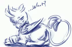 Size: 3796x2479 | Tagged: safe, artist:kam, deleted from derpibooru, derpibooru import, gallus, gryphon, bedroom eyes, cute, gallabetes, gallass, high res, male, monochrome, prone, simple background, solo, stupid sexy gallus, white background