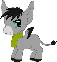 Size: 552x600 | Tagged: artist:chili19, clothes, colored hooves, derpibooru import, donkey, hybrid, mule, oc, oc:chili, safe, scarf, simple background, solo, transparent background, unofficial characters only, wings