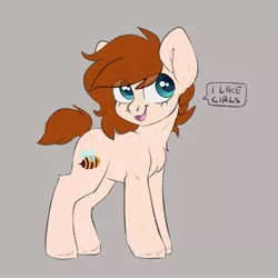 Size: 2000x2000 | Tagged: safe, artist:itsspoopsb, artist:spoopygander, derpibooru import, oc, oc:honey comb, earth pony, pony, chest fluff, cute, female, filly, freckles, smiling, solo, text, unshorn fetlocks