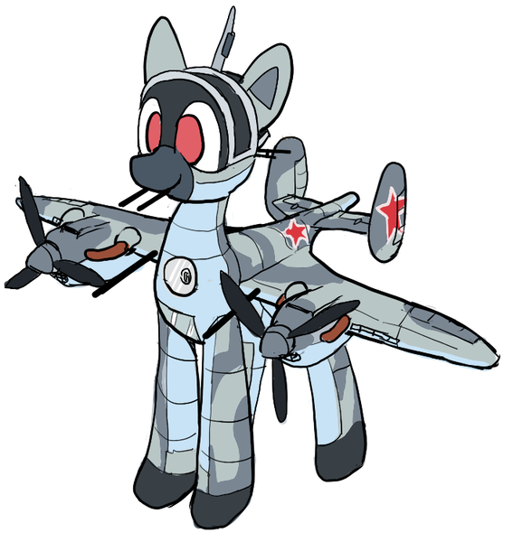 Size: 709x750 | Tagged: safe, artist:archeryves, derpibooru import, oc, ponified, unofficial characters only, original species, plane pony, pony, plane, solo, soviet, tis ma, war thunder, weapon