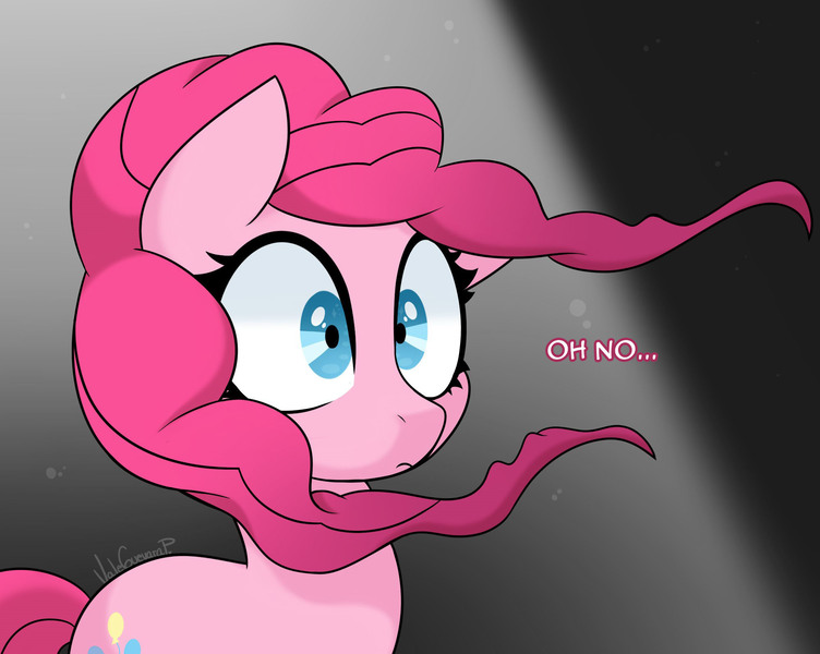 Size: 1999x1596 | Tagged: safe, artist:vale-bandicoot96, derpibooru import, pinkie pie, earth pony, pony, party of one, deflating, female, mare, sad, scene interpretation, solo