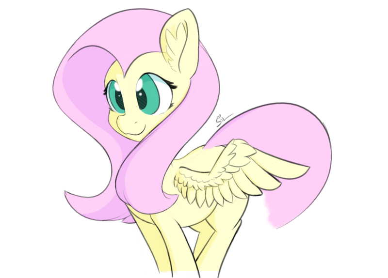 Size: 1259x903 | Tagged: safe, artist:silshadnic, deleted from derpibooru, derpibooru import, fluttershy, pegasus, pony, cute, ear fluff, female, shyabetes, simple background, solo, white background