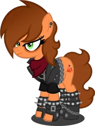 Size: 1280x1696 | Tagged: safe, artist:fletcherthehuntress, derpibooru import, oc, oc:anemy zero, earth pony, pony, bracelet, clothes, female, jacket, mare, simple background, solo, spiked wristband, transparent background, wristband