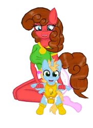 Size: 1024x1406 | Tagged: alicorn, alicorn oc, anthro, artist:cuddlelamb, breasts, derpibooru import, diaper, duo, female, horn, mother and child, mother and daughter, oc, oc:harmony star, simple background, suggestive, transparent background, unofficial characters only, wings