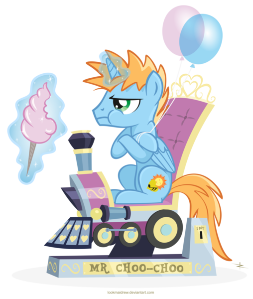 Size: 822x971 | Tagged: safe, derpibooru import, oc, oc:harmony star, unofficial characters only, alicorn, pony, alicorn oc, cotton candy, horn, kiddie ride, simple background, solo, train, transparent background, wings