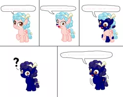 Size: 1142x899 | Tagged: safe, artist:theinflater19, derpibooru import, cozy glow, pony, blue, blueberry glow, blueberry inflation, bubblegum, chewing, chewing gum, eating, engrish, female, filly, food, gum, wat