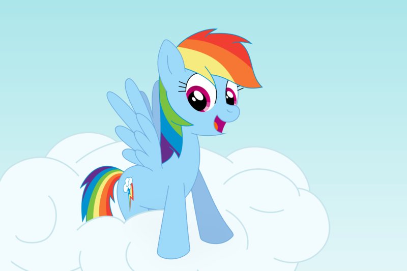 Size: 1200x800 | Tagged: safe, artist:m.w., derpibooru import, rainbow dash, pegasus, pony, cloud, cute, female, mare, smiling, solo