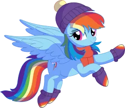 Size: 7187x6178 | Tagged: safe, artist:cyanlightning, derpibooru import, rainbow dash, pegasus, pony, .svg available, absurd resolution, clothes, cute, dashabetes, dress, female, flying, lidded eyes, looking at you, mare, scarf, simple background, smiling, solo, spread wings, svg, transparent background, vector, wings, winter outfit