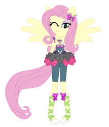 Size: 468x544 | Tagged: safe, artist:cathylility, artist:selenaede, derpibooru import, fluttershy, dance magic, equestria girls, spoiler:eqg specials, ballet slippers, base used, clothes, hairpin, one eye closed, pegasus wings, ponied up, pony ears, shoes, simple background, transparent background, wings