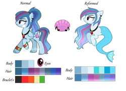 Size: 2720x1972 | Tagged: safe, artist:pink-soul27, derpibooru import, oc, oc:ocean song, merpony, pegasus, pony, female, gem, magical lesbian spawn, offspring, parent:rainbow dash, parent:sonata dusk, reference sheet, scar, simple background, siren gem, transparent background