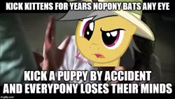 Size: 666x375 | Tagged: safe, derpibooru import, edit, daring do, pony, daring doubt, caption, double standard, everyone loses their minds, image macro, meme, text, the dark knight