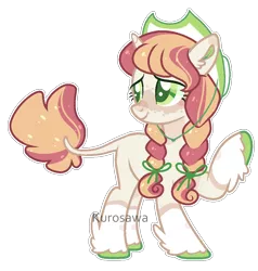 Size: 914x960 | Tagged: safe, artist:kurosawakuro, derpibooru import, oc, unofficial characters only, classical unicorn, pony, unicorn, base used, braid, cloven hooves, female, hat, hoof fluff, leonine tail, mare, offspring, outline, parent:pistachio, parent:sweetie belle, pigtails, raised hoof, simple background, solo, transparent background, twintails, unshorn fetlocks