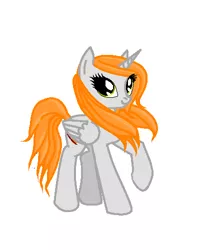 Size: 402x501 | Tagged: safe, artist:agdistis, derpibooru import, oc, oc:ginger peach, unofficial characters only, alicorn, alicorn oc, green eyes, horn, orange hair, simple background, solo, white background, wings