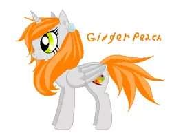 Size: 333x257 | Tagged: safe, artist:agdistis, derpibooru import, oc, oc:ginger peach, unofficial characters only, alicorn, alicorn oc, green eyes, horn, orange hair, simple background, white background, wings