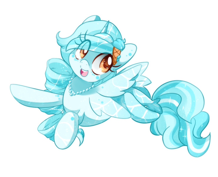 Size: 988x800 | Tagged: safe, artist:loyaldis, derpibooru import, oc, oc:pacific waves, alicorn, hybrid, pony, seapony (g4), commission, eye clipping through hair, female, food, ice cream, open mouth, simple background, transparent background, ych result