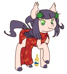 Size: 743x822 | Tagged: safe, artist:anonymous, derpibooru import, oc, oc:corona chan, earth pony, pony, /mlp/, 4chan, asian pony, chinese character, chinese text, clothes, corona, coronavirus, covid-19, cutie mark, drawthread, solo, speech bubble, text, translation, virus