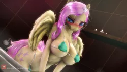 Size: 1920x1080 | Tagged: suggestive, artist:princeoracle, derpibooru import, fluttershy, anthro, bat pony, pegasus, 3d, adorasexy, bath, bathing, bathtub, big breasts, bikini, blushing, breasts, busty fluttershy, clothes, cute, female, flutterbat, looking at you, micro bikini, pink hair, race swap, sexy, shyabetes, solo, solo female, source filmmaker, stupid sexy fluttershy, swimsuit, wet, wet mane, wings