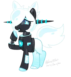 Size: 861x928 | Tagged: safe, artist:dreamybae, artist:wicked-red-art, derpibooru import, oc, oc:cyber heart (ice1517), unofficial characters only, pony, robot, robot pony, base used, binary, black sclera, colored sclera, commission, eyeshadow, female, heart, makeup, mare, raised hoof, simple background, solo, transparent background