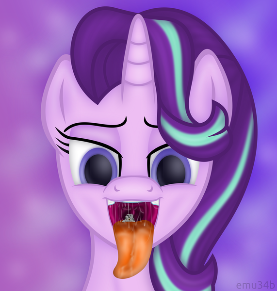 Size: 4050x4255 | Tagged: suggestive, artist:emu34b, derpibooru import, starlight glimmer, oc, oc:checkerboard, pony, unicorn, absurd resolution, blushing, drool, female, giantess, macro, maw, mawshot, open mouth, simple background, size difference, solo, solo female, tongue out, vector, vore