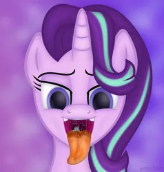 Size: 4050x4255 | Tagged: suggestive, artist:emu34b, derpibooru import, starlight glimmer, oc, oc:checkerboard, pony, unicorn, absurd resolution, blushing, drool, female, giantess, macro, maw, mawshot, open mouth, simple background, size difference, solo, solo female, tongue out, vector, vore