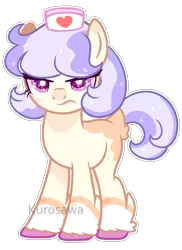 Size: 654x898 | Tagged: safe, artist:kurosawakuro, derpibooru import, oc, earth pony, pony, base used, colored pupils, female, hat, hoof fluff, magical lesbian spawn, mare, nurse hat, offspring, outline, parent:doctor fauna, parent:nurse redheart, simple background, solo, transparent background, unshorn fetlocks