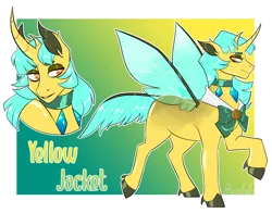 Size: 2496x1957 | Tagged: artist:jeshh, changepony, derpibooru import, hybrid, interspecies offspring, male, oc, oc:yellow jacket, offspring, parent:coco pommel, parent:thorax, safe, solo