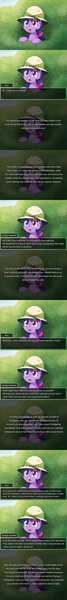 Size: 800x7200 | Tagged: safe, artist:vavacung, derpibooru import, twilight sparkle, unicorn, series:an unexpected love life of little changeling, comic, female, hat, pith helmet, unicorn twilight