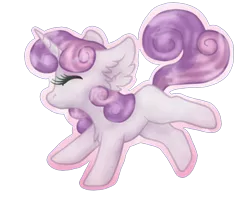 Size: 560x447 | Tagged: safe, artist:brendalobinha, derpibooru import, sweetie belle, pony, unicorn, blank flank, chest fluff, cute, diasweetes, ear fluff, eyes closed, female, filly, outline, profile, simple background, solo, transparent background