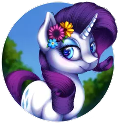 Size: 1101x1138 | Tagged: safe, artist:aideemargarita, artist:rainbowsweetcolors, derpibooru import, rarity, pony, unicorn, cute, female, flower, flower in hair, mare, raribetes, solo