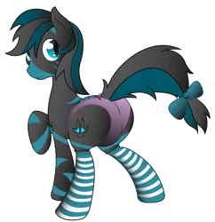 Size: 827x854 | Tagged: safe, artist:theironheart, derpibooru import, oc, oc:zh3sh1re, unofficial characters only, earth pony, pony, base used, clothes, crossdressing, earth pony oc, male, panties, raised hoof, simple background, socks, solo, stallion, striped socks, transparent background, underwear