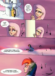 Size: 2978x4096 | Tagged: artist:ringteam, cloud, comic, comic:a certain confession, derpibooru import, fine on the outside, fluttershy, guitar, human, humanized, musical instrument, music notes, priscilla ahn, rainbow dash, safe, when marnie was there