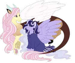 Size: 3000x2500 | Tagged: artist:gigason, derpibooru import, draconequus, female, hybrid, interspecies offspring, oc, oc:freya, offspring, parent:discord, parent:fluttershy, parent:lord tirek, parent:princess luna, parents:discoshy, safe, simple background, transparent background, unofficial characters only