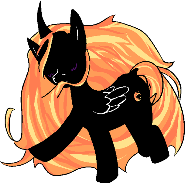 Size: 621x612 | Tagged: safe, artist:poniidesu, derpibooru import, oc, ponified, unofficial characters only, alicorn, black hole pony, original species, pony, /mlp/, alicorn oc, black hole, blushing, curved horn, dock, female, horn, mare, simple background, solo, text, transparent background, wings