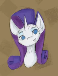 Size: 475x618 | Tagged: safe, artist:ratann, derpibooru import, rarity, pony, unicorn, bust, colored sketch, no pupils, sketch, solo